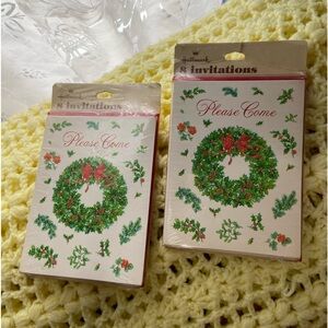 Vintage Hallmark Christmas Invitations Wreath Cards